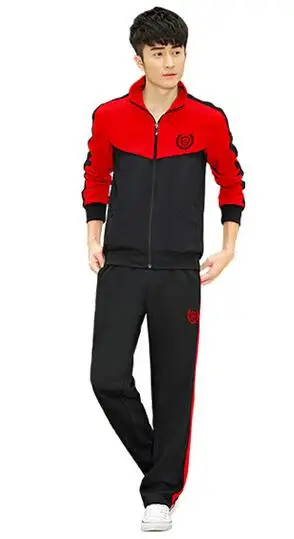 Спортивная одежда, мужской спортивный костюм, уличная спортивная одежда, осенние толстовки с длинным рукавом, размер L-4XL, комплекты для бега 118 - Цвет: red