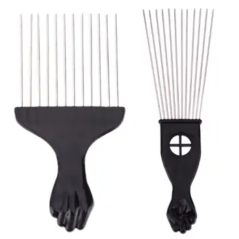 Online 1PC Professional Salon Use Black Metal African American Pick Comb Hair Combs Afro Hair Comb For Hairdressing Styling Tool