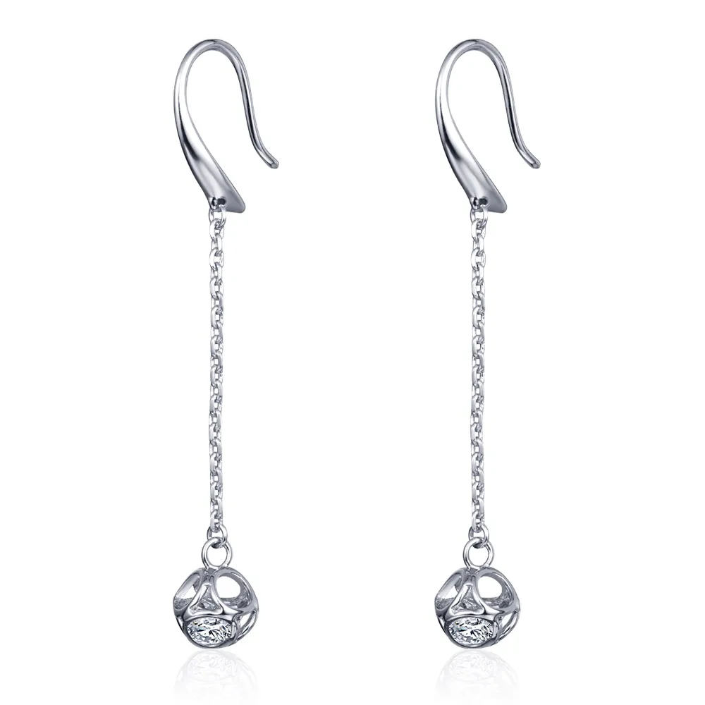 

HanCheng New Fashion Hanging Silver Long Earrings Square decorate Cubic zirconia Drop Earrings For Women Jewelry brincos bijoux