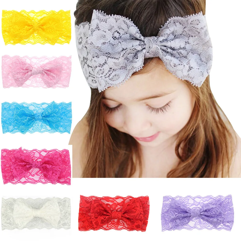 New Girls Toddler Newborn Infant Lace Bowknots Elasticity Headbands