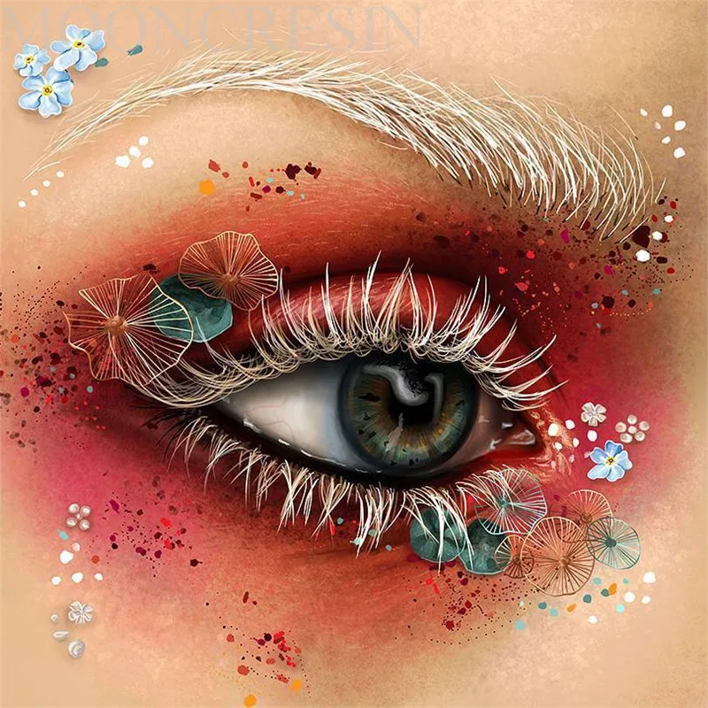

5D Diy Diamond Painting Cross Stitch Eyes With Heavy Makeup Diamond Embroidery Full Round Mosaic Decoration Resin Stickers Kits