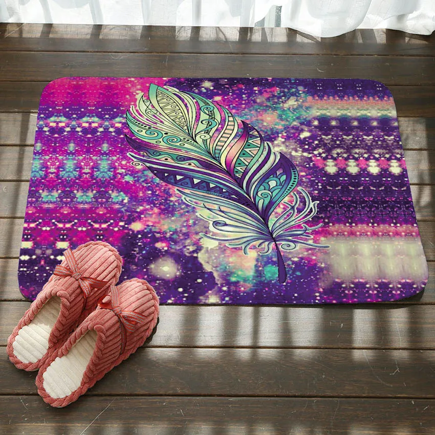 Цветной перьевой Печатный коврик на пол в ванной кухонные дверные коврики для гостиной спальни двери Нескользящие пылезащитные Коврики