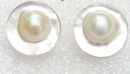 

wb002 natural 22mm Clip-on white South Sea Mabe Pearls Earrings 925sc AAA