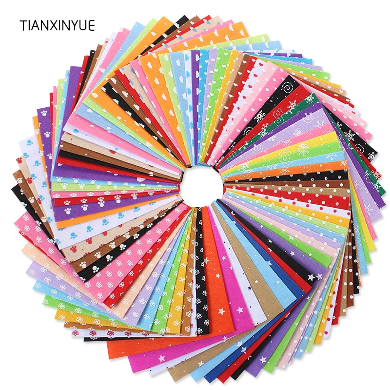 

TIANXINYUE 15*15cm Felt fabric 100% Polyester Nonwoven 1mm thick Felt Fabric DIY Cloth For Flower&Animal Toy Felts