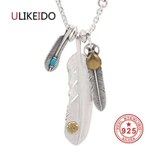 925 Sterling Silver Jewelry Pendant Necklaces Feather Charm Punk Link Thai Silver Eagle Chain For Men And Women Fine Gift 2003 starfield s925 sterling silver retro thai silver vintage style takahashi goro feather eagle necklace men women sweater chain set