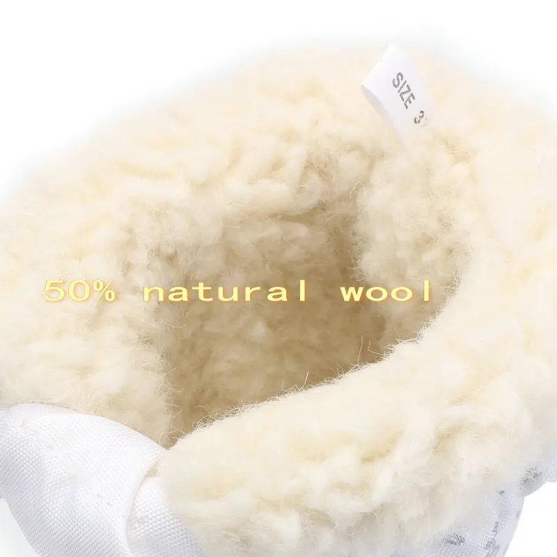 Ceny Białe wysokie buty damskie śniegowe buty 50% futro naturalne grube tekstylne srebrne drukowanie 2019 nowy styl projektowania BUFFIE marka zip uwalnia statek