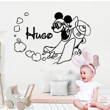 Персонализированные пользовательские имя для детей милый Микки Маус виниловые наклейки Наклейка на стену украшение гостиной детские обои