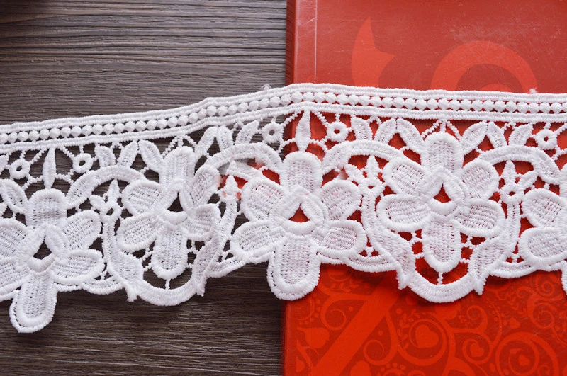 

7.7cm 3.03" wide 5 yard ivory milk silk fabric embroidered tapes lace trim ribbon 1046890QL4K28