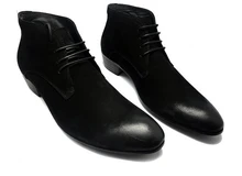 Fashion zipper brown tan / black pointed Toe motorcycle shoes boots mens ankle boots genuine leather boots mens winter shoes