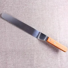 Торт глазурью шпатель с деревянной ручкой крем масло гладкой лезвие под углом без каблука Скребки сглаживания украшения инструмент