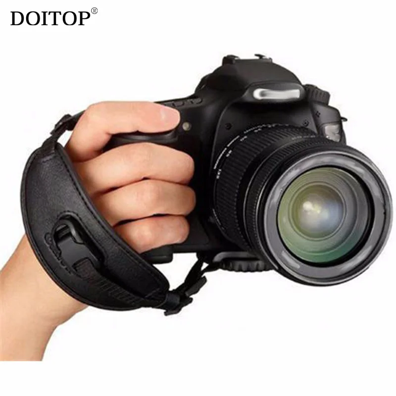 DOITOP Black PU Leather Practical SLR E2 Camera Hand Grip Wrist Strap