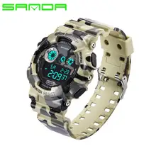 Hombres Reloj Deportivo Digital Analógico de Cuarzo Relojes de Pulsera Luminosa Camuflaje SANDA S Choque Relojes LED relojes Impermeables Militares