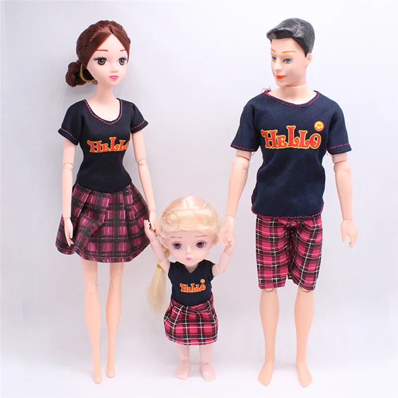 

3 Pcs BJD Sweet Family Dolls Toys 13 Joints Body Active Lovely Princess Dolls With Mom Daddy Dolls Dress up Dolls For Kids Gifts