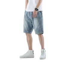 Мужские джинсовые шорты летние новые мужские корейские тренды большого размера пять шорты хип хоп свободные шорты из денима