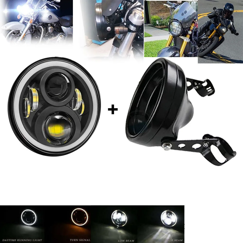 Мото rbike 7 дюймов LED Moto rcycle фара черный для Harley moto ведро фары корпус кронштейн| |