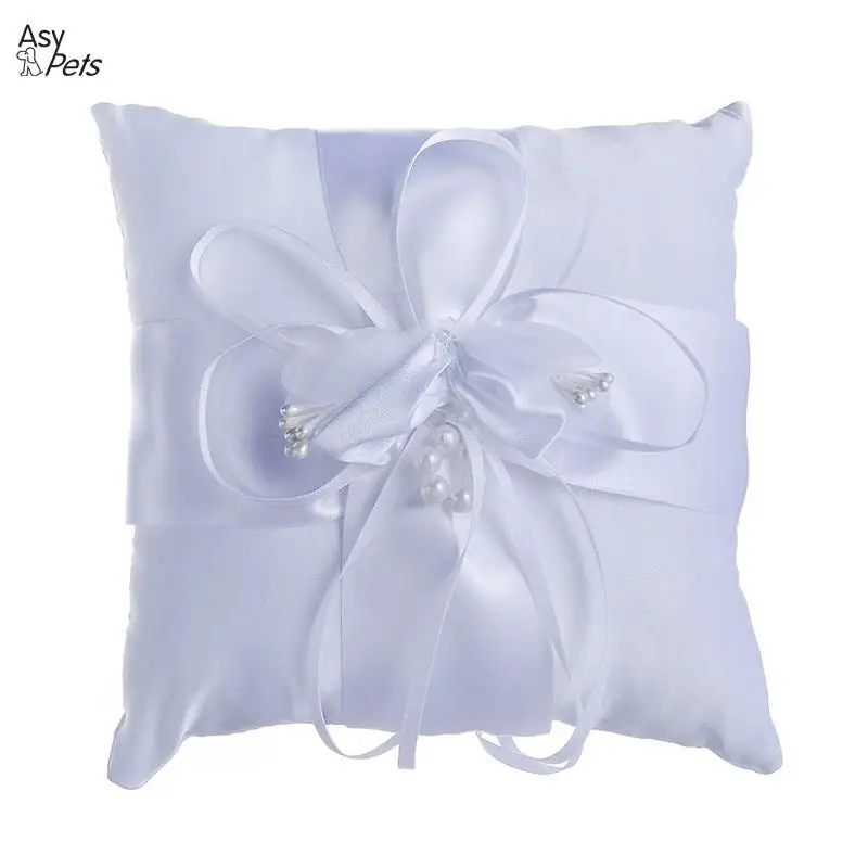

15*15cm Lovely Flower Buds Wedding Bridal Ring Pillow Cushion Bearer White Wedding Accessories-30