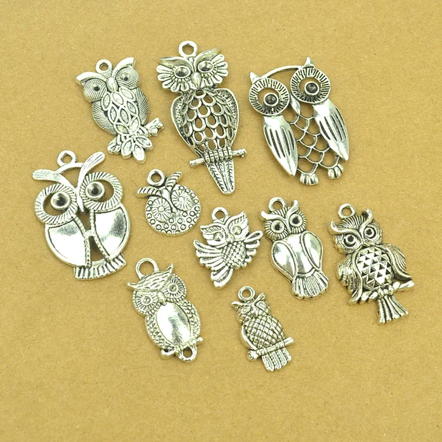 10 pcs Mix sale vintage metal owl tibetan silver diy Charms Fit Pendants & Neckl 10 pcs Mix sale vintage metal owl tibetan silver diy Charms Fit Pendants & Neckl