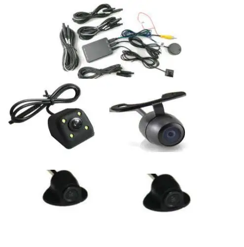 Newest wired 4 pin connector car sound /trigger / button control quad camera switch control box parking aid around camera box - Название цвета: four way and cameras