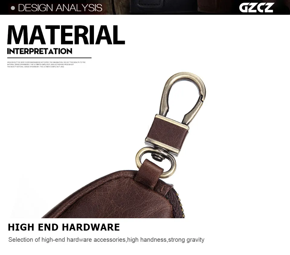 GZCZ натуральный кожаный брелок модные Для мужчин ключ кошелек-органайзер на Молнии Сумочка ключ сумка, кошельки чехол для ключей Fngraving