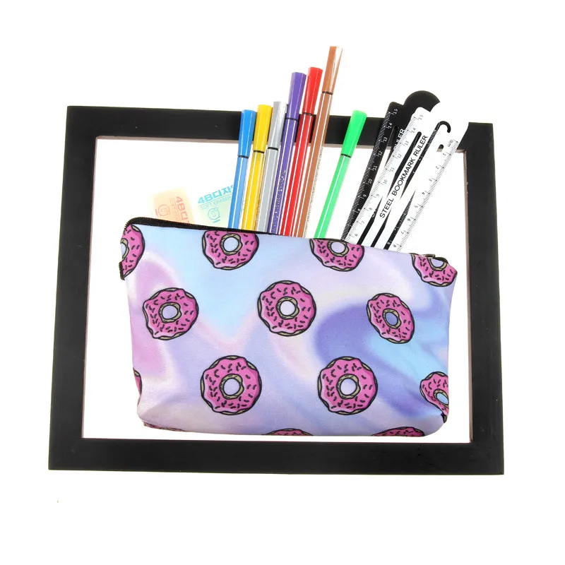

3D Print Donuts Cosmetic Bag Multicolor Pattern Cute Cosmetics Pouchs For Travel Ladies Pouch Women Makeup Bags C529