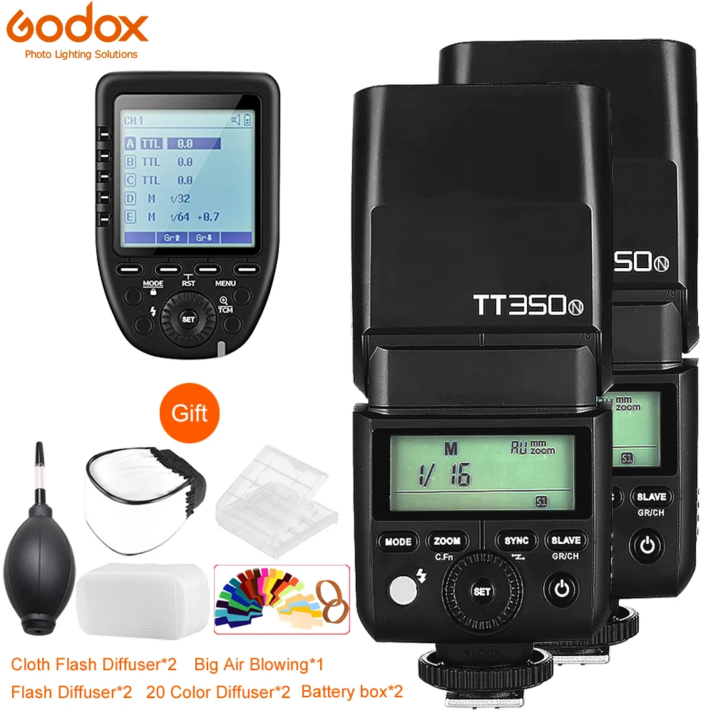 2x Godox TT350C/N/S/F/O/P вспышка камеры Speedlite ttl HSS GN36+ XPro триггер для Canon Nikon sony фужи Олимпус Panasonic Pentax - Цвет: for Nikon