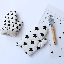 Простой перчатка для духовки утолщение печь с высоким температурным режимом перчатки для готовки рукавица и прихват для микроволновой печи Non-slip выпечки Кухня перчатки