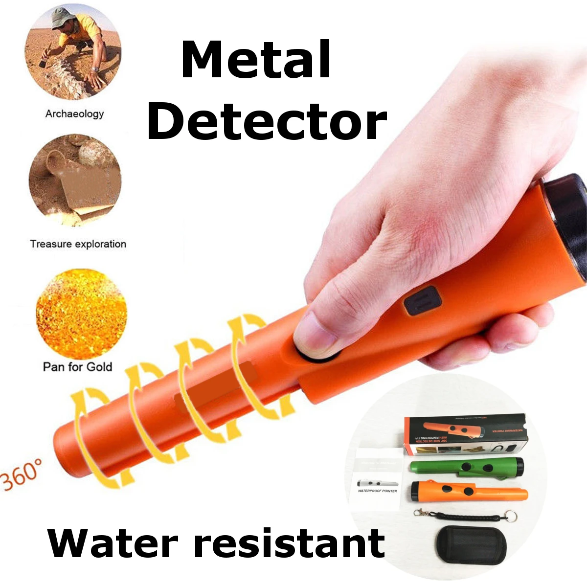 

Metal Detector Gold Detector LED Pinpointer Pin Pointer Automatic Treasure Hunting Pinpointer Detector Tester Waterproof