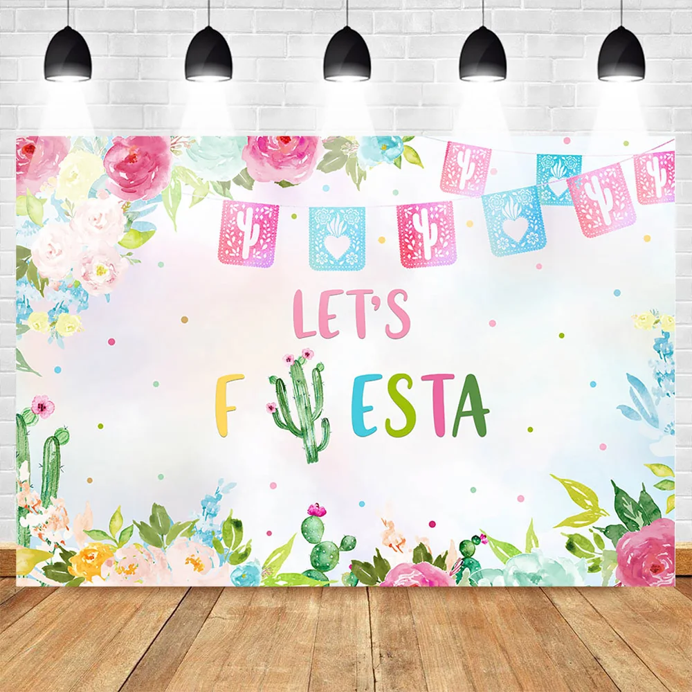 

Fiesta Backdrop for Photography Birthday Theme Party Photo Background Flower Banner Backgrounds for Photo Studio Photocall