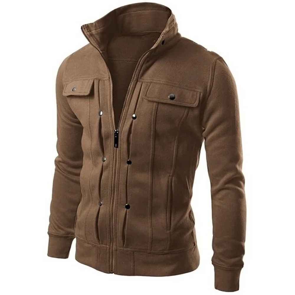 

ZOGAA Brand 2019 Long Sleeve Collar Men's Jackets Casual Korean Slim Fit Solid Warm Military Jackets Outwear Multiple Pockets