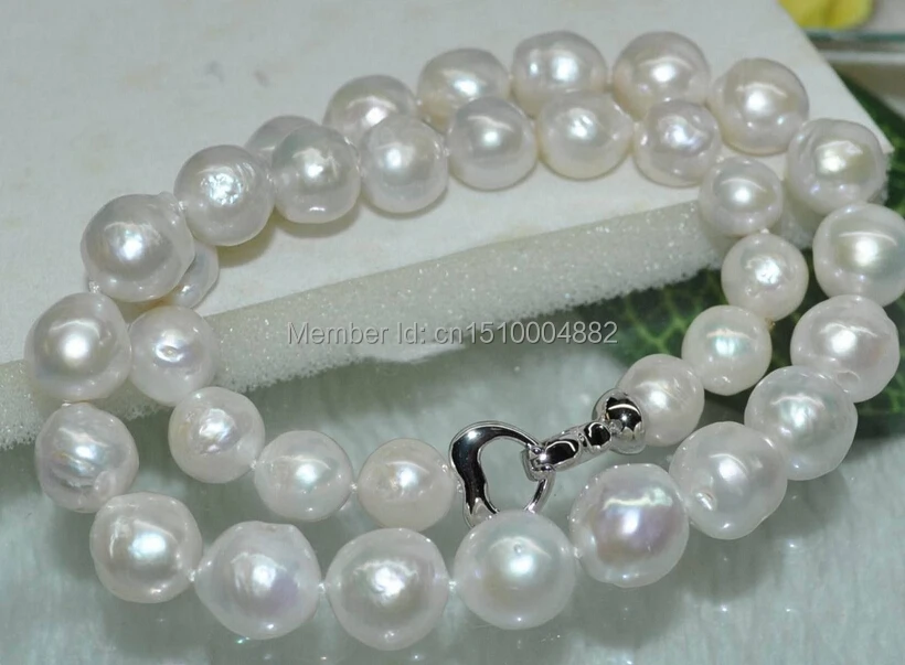 

shitou 00128 Natural Rare white 13mm smooth furrow kasumi Pearl Necklace