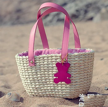 

26*17cm Straw Bag 2015 New Hot Summer Fashion Beach Bags Woven Light Material Women handBag A1141