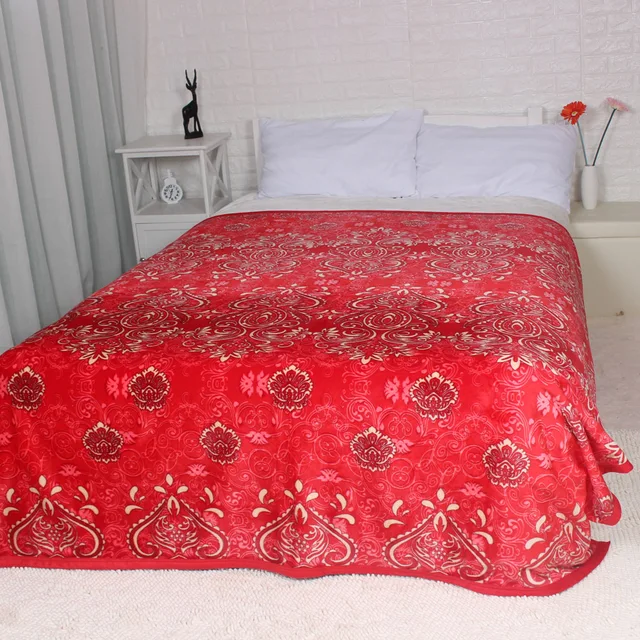 Thick Quality Soft King Queen Size flannel Winter Blanket wedding red