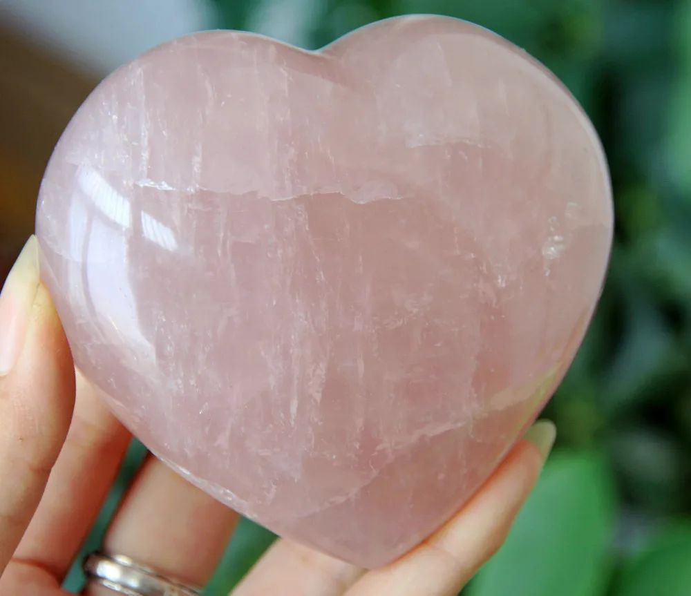 

huij 00761 NATURAL PRETTY ROSE QUARTZ CRYSTAL HEART HEALING Bronze Statue