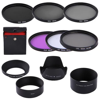 

62mm CPL UV FLD ND2 ND4 ND8 Lens Filter Kit Hood For Tamron AF 18-250mm/18-200mm