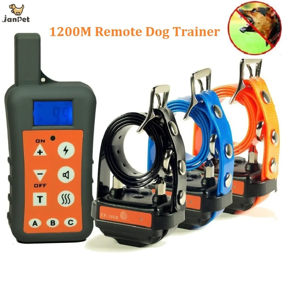 Waterproof Rechargeable Dog Training Collar Pet Trainer Electric Dog Collars with Remote Range 1200meters
