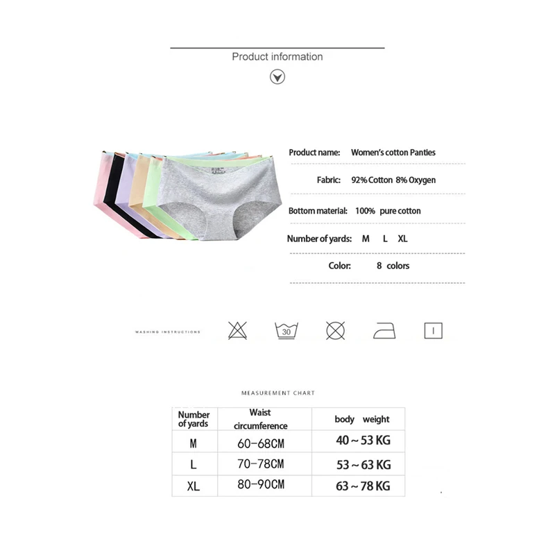 8 Pcs/briefs for women fashion sexy woman panties Solid seamless panties Mid-Rise cpanties for women cotton sexy underwear girl