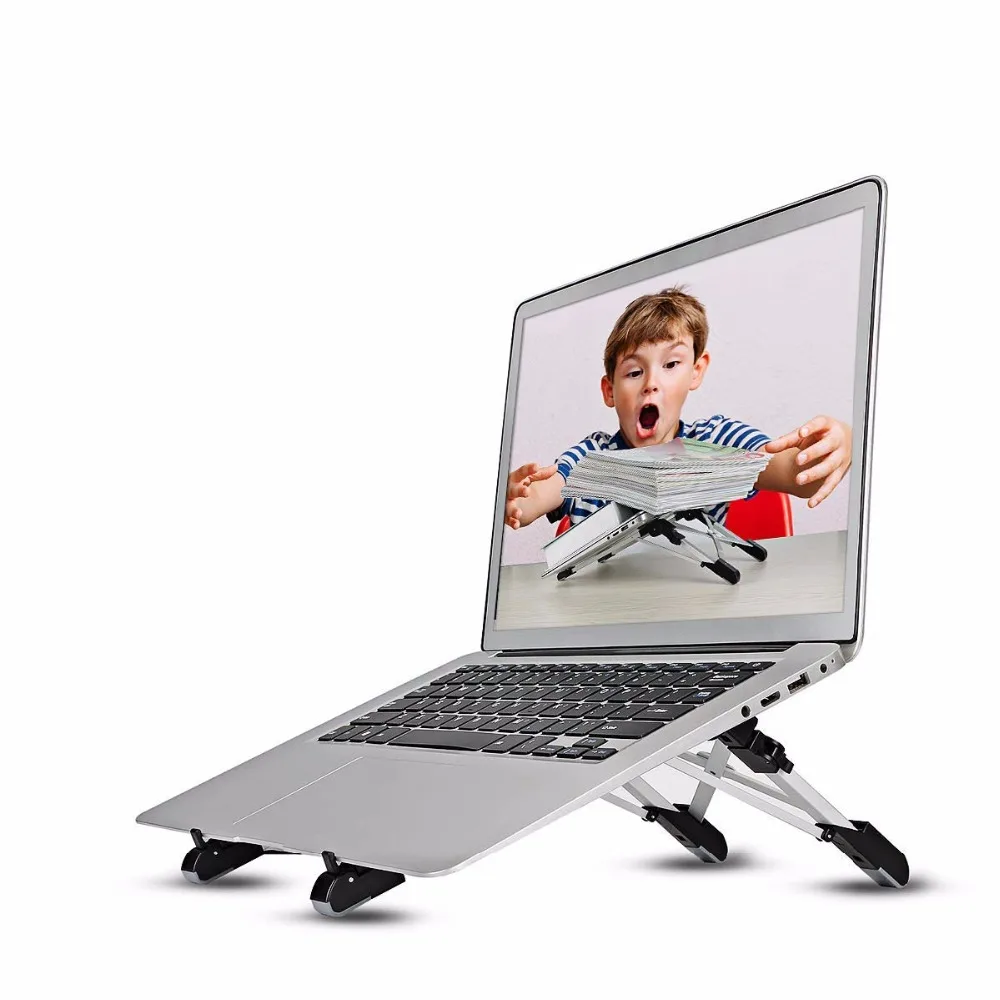 LariCare Aluminum Laptop Stands Megainvo Portable Laptop Stand Adjustable Eye-Level Ergonomic Height Foldable Compact (5)