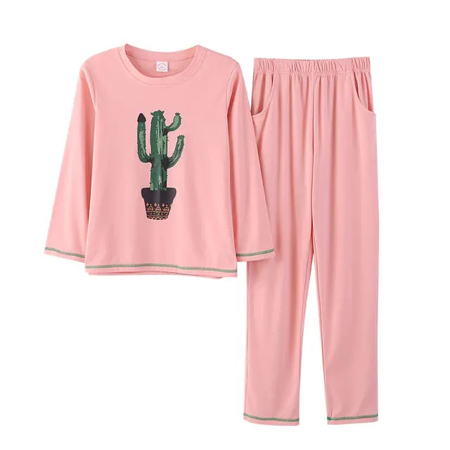 New Arrival Cactus Plant Print Female Pajamas Set Sleepwear Chinese ...