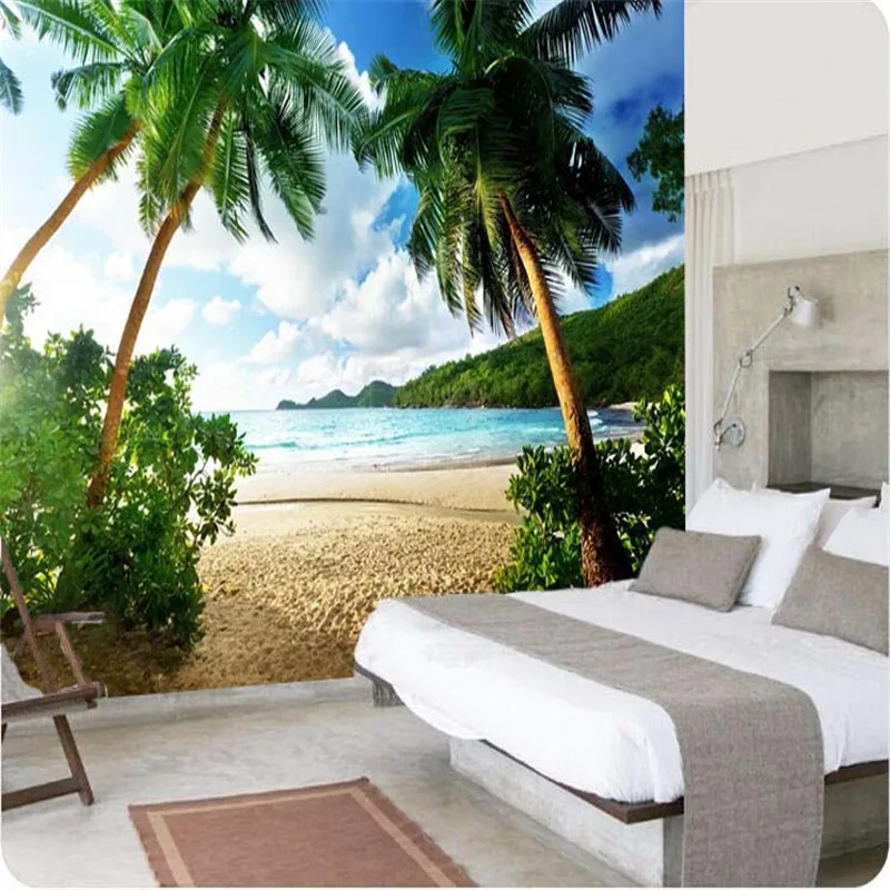 

beibehang photo wallpaper High quality 3d wall paper Sea palm beach island Travel TV sofa backdrop bedroom large wall mural