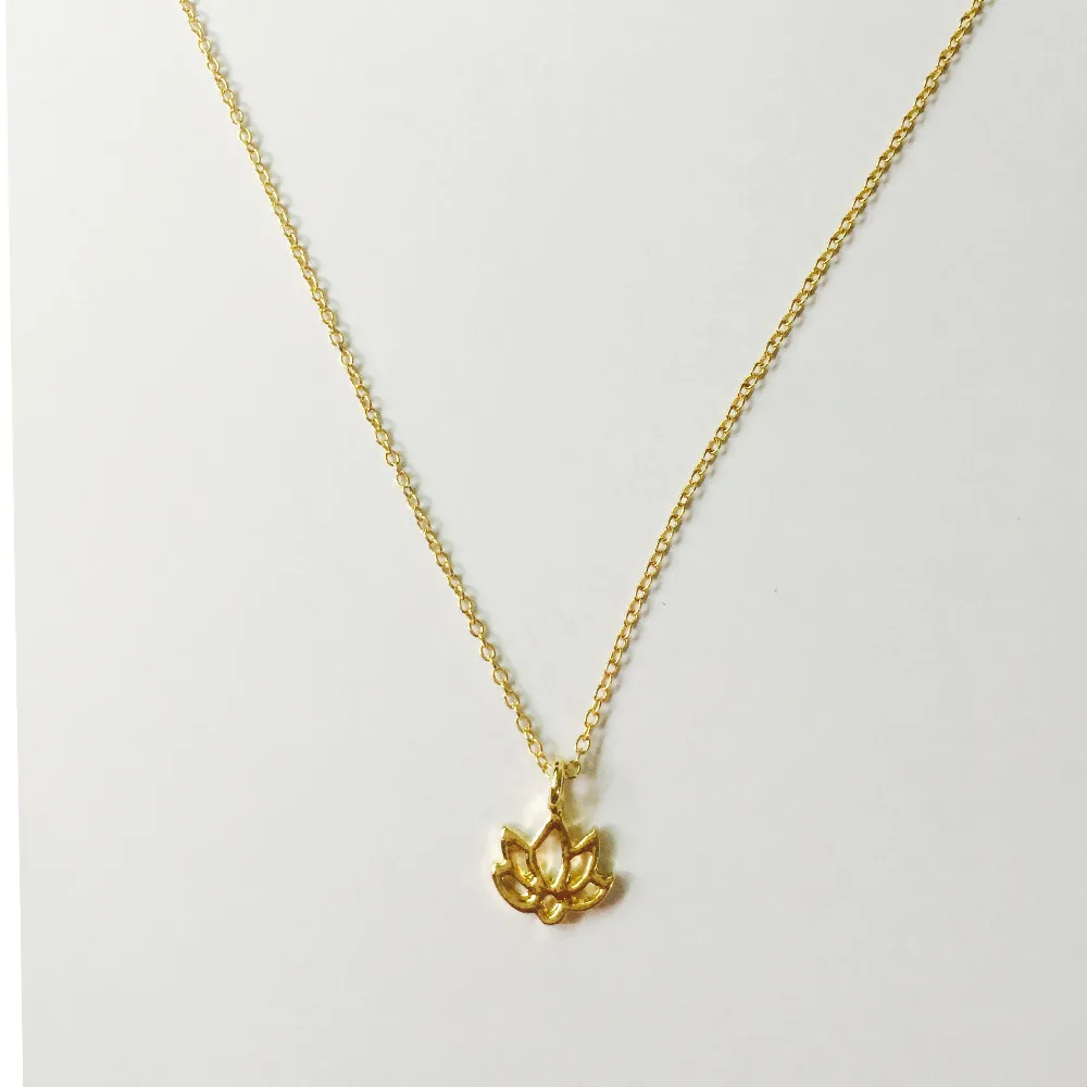 Ожерелье с подвеской в виде лотоса "Good Karma" золотого цвета, ожерелье на цепочке для ключицы, женское ювелирное изделие E009