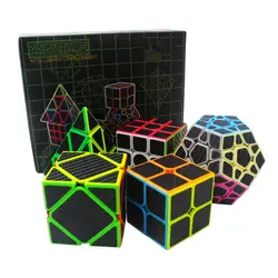 5 шт./компл. красочное углеродное волокно Magic Cube набор 3x3x3 Скорость головоломки Треугольники Додекаэдр оси зеркала Cube детские игрушки (S8