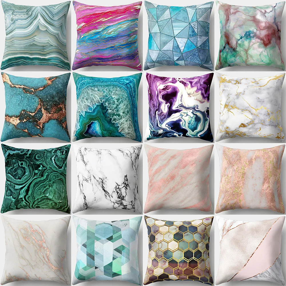 

Color Map marble Cushion Cover Home Decorations Soft Polyester Peach Skin Throw Pillow Case Car Sofa Decor 45 * 45cm wholesale