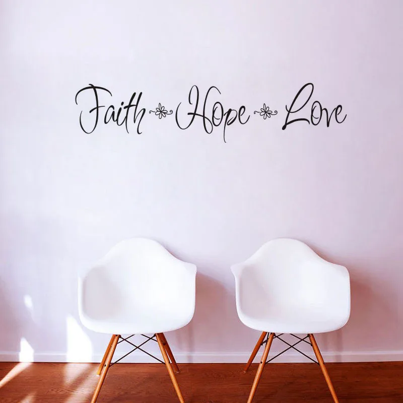 FAITH& HOPE& LOVE виниловые настенные наклейки с цитатами diy удаляемая настенная надпись наклейки на стену домашний Декор Гостиная Спальня