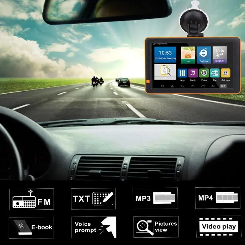 9 zoll Auto GPS Navigator Bluetooth WiFi Android FM Nachtsicht AV IN 512M + 16G Nav Lkw GPS Navigat