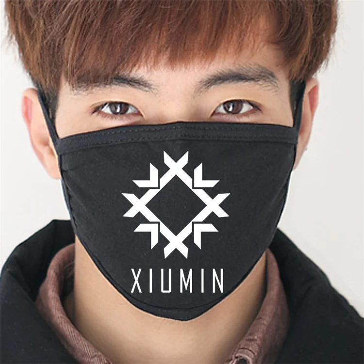 Модные KPOP EXO маски со ртом для лица k-pop EXO-M EXO-k XOXO wolf88 черные модели Муфельная намордник против пыли хлопковая маска респиратор - Цвет: XIUMIN 1