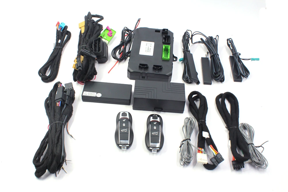 

Car Alarm With Remote Central Lock Mobilephone Engine Start Stop GSM GPS Tracking For Porsche With Original Protocol No Wire Cut
