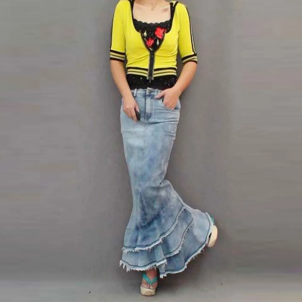 2019 весенние и летние женские джинсы сексуальные юбки тонкая сумка бедра джинсовые юбки женские/модные офисные рыбий хвост Женская