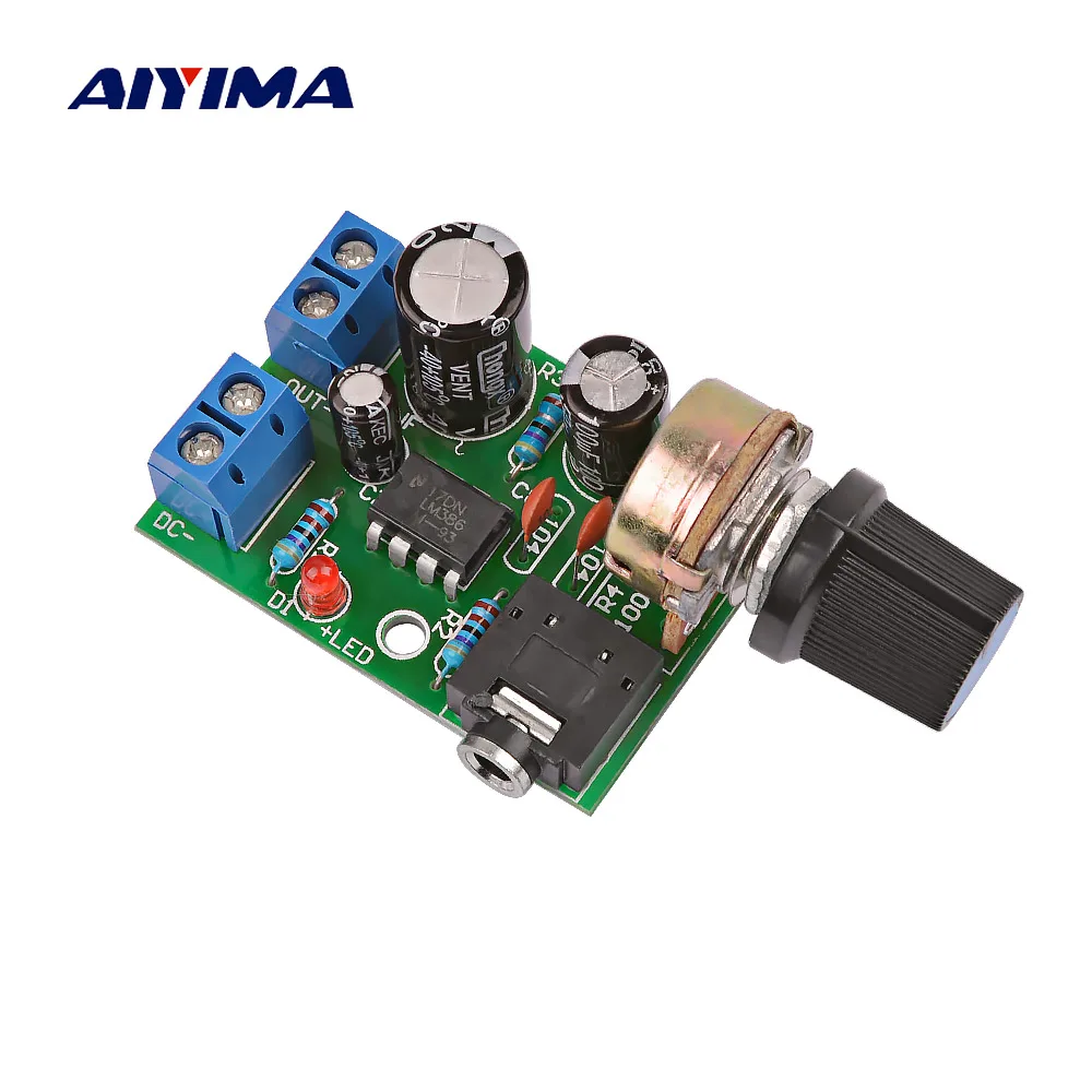 AIYIMA Mini LM386 аудио усилитель плата моно усилитель с регулировкой громкости DC3-12V Для 0,5-10 Вт аудио динамик DIY