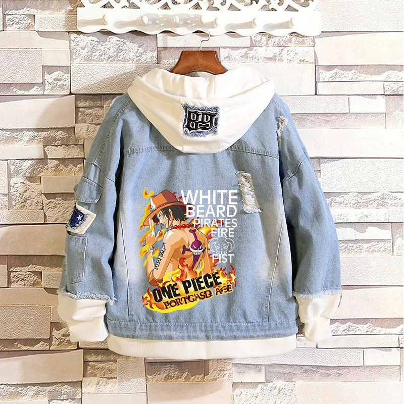 Новое поступление для Аниме one piece Luffy дизайн свободные джинсы пальто унисекс с капюшоном джинсовая куртка Толстовка Мода для мужчин и женщин