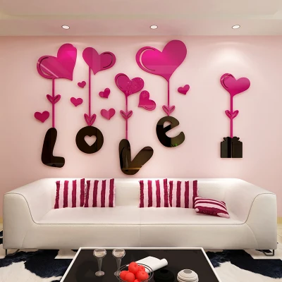 Любовь 3D наклейки на стену Гостиная Спальня прикроватный диван Настенные теплые декоративные наклейки акриловые настенные наклейки